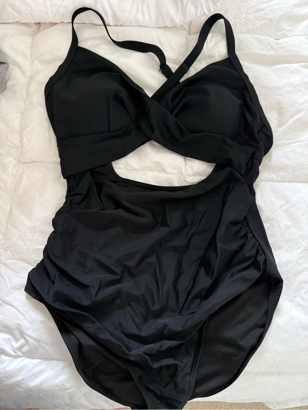 Supportive Black Twist-Cutout One-Piece Swimsuit